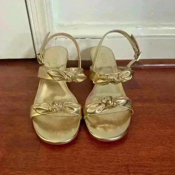 J Crew Bow Heeled Sandals Worn Once - Excellent condition - size 7.5 - Picture 1 of 5